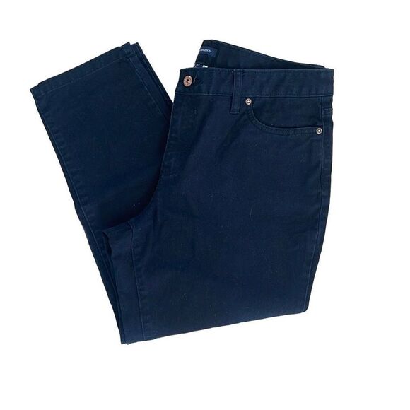 Lands' End Womens Straight Jeans Cotton Denim Stretch Fit 2 Black Size 14 Petite - Picture 1 of 8